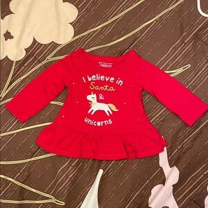 Macy’s Carter's Red Santa Unicorn Long Sleeve Tee